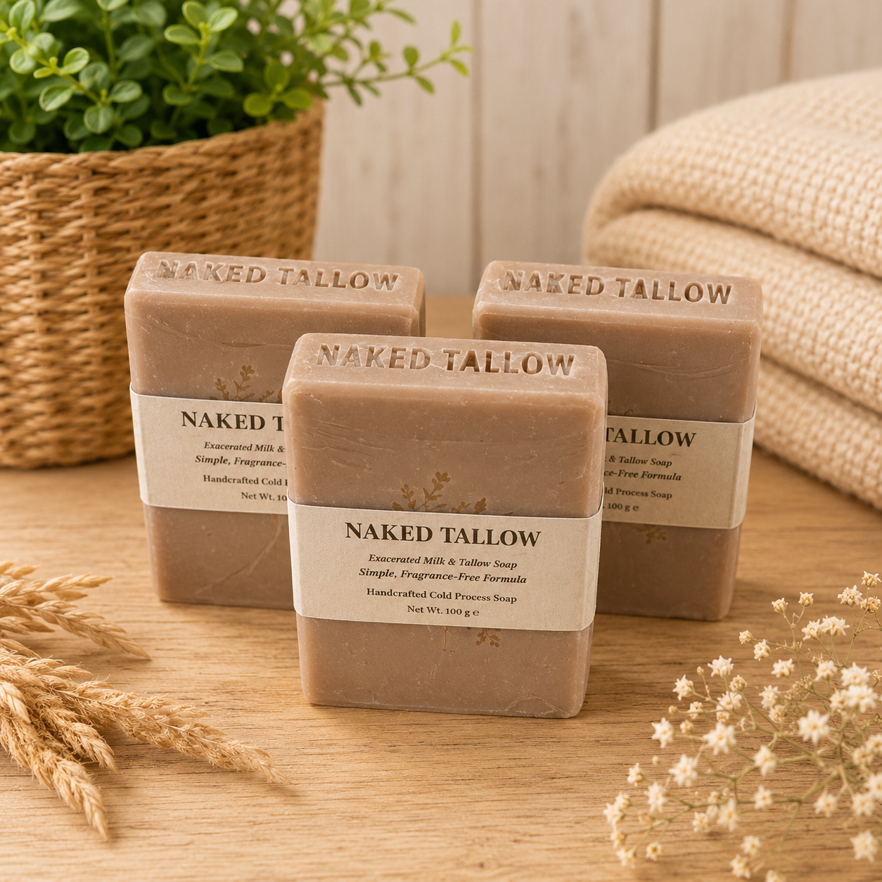 Naket Tallow unscented- made with Milk/Colloidal oat